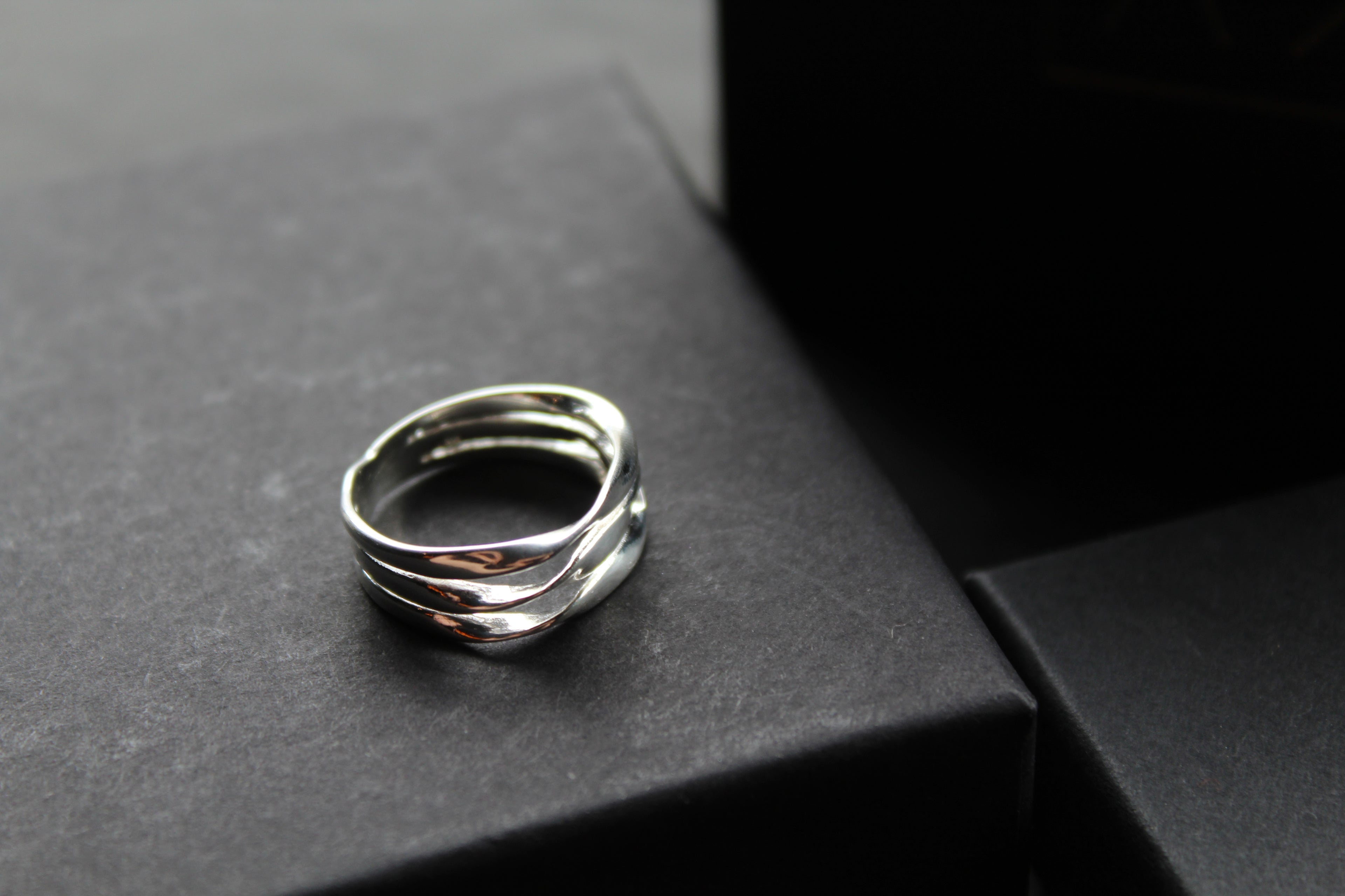 Silver Three Band Twisted Ring