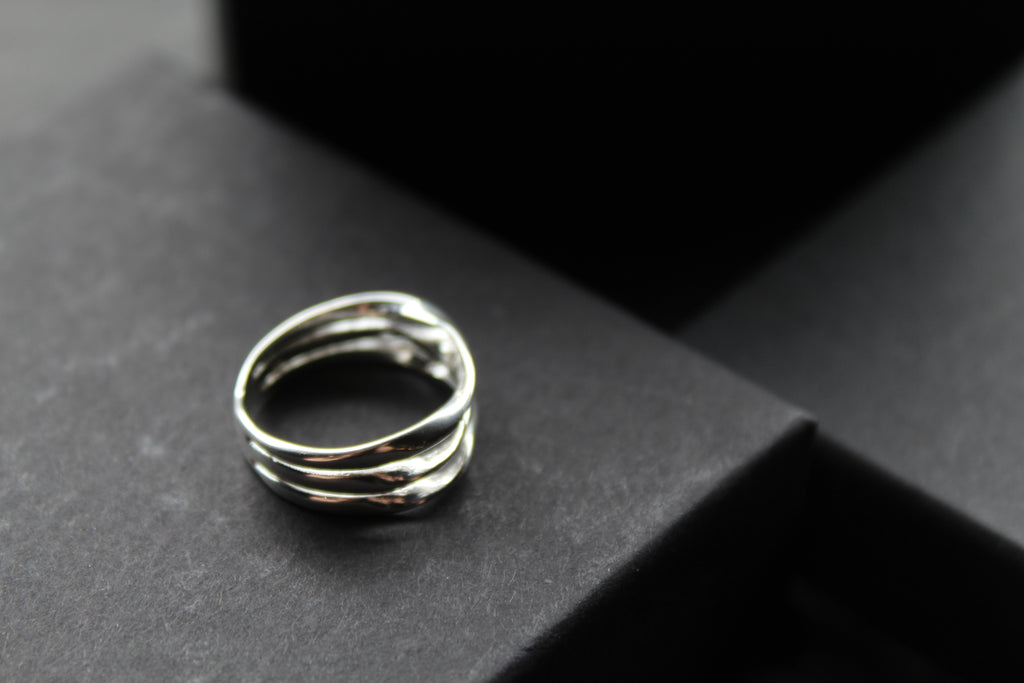 Silver Three Band Twisted Ring