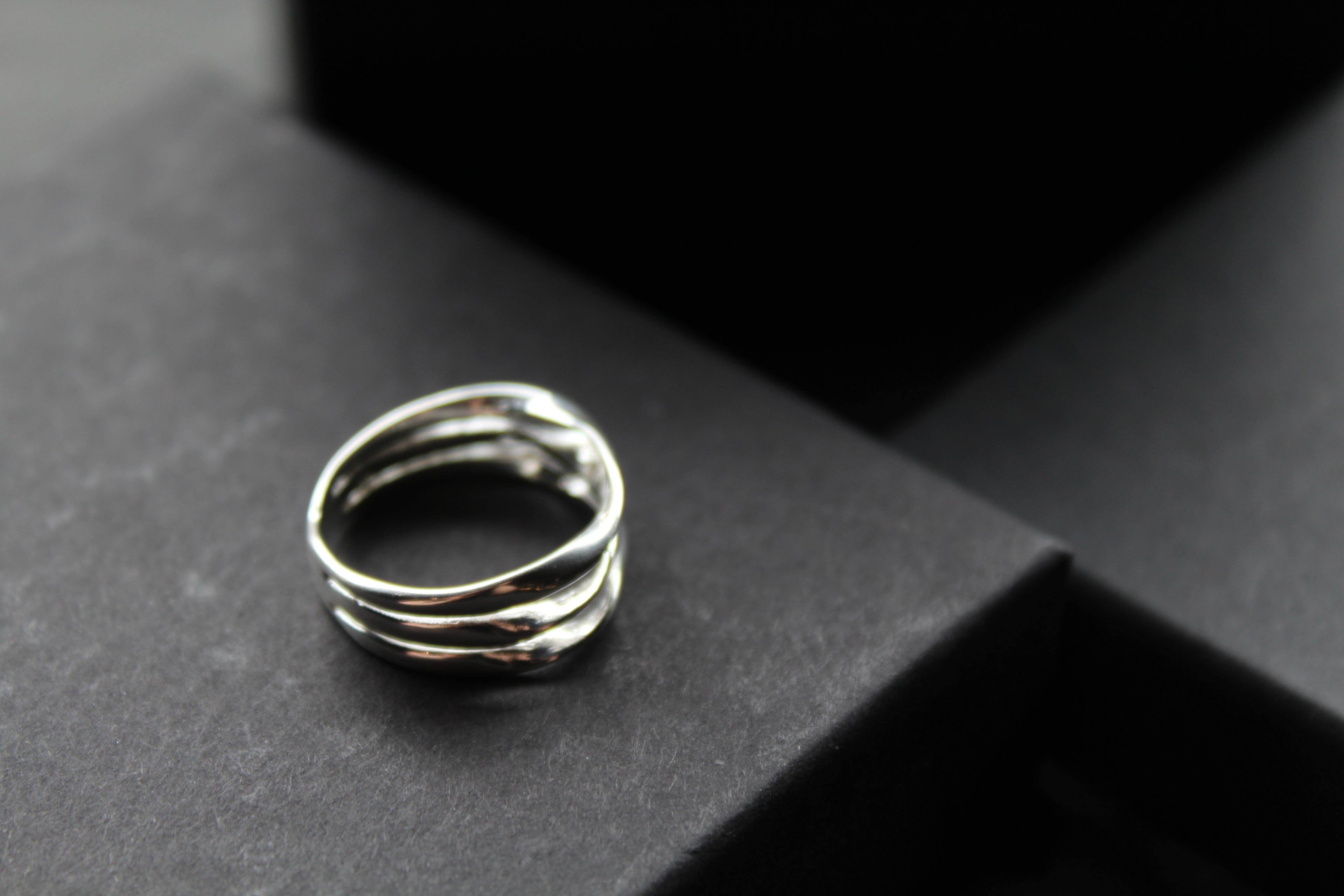 Silver Three Band Twisted Ring