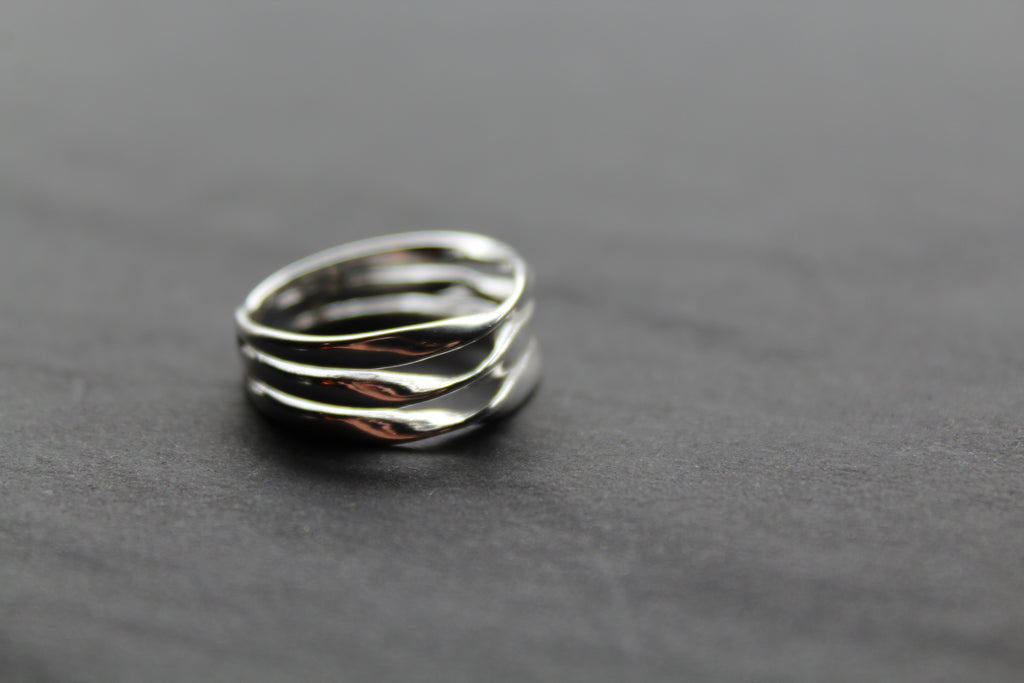 Silver Three Band Twisted Ring
