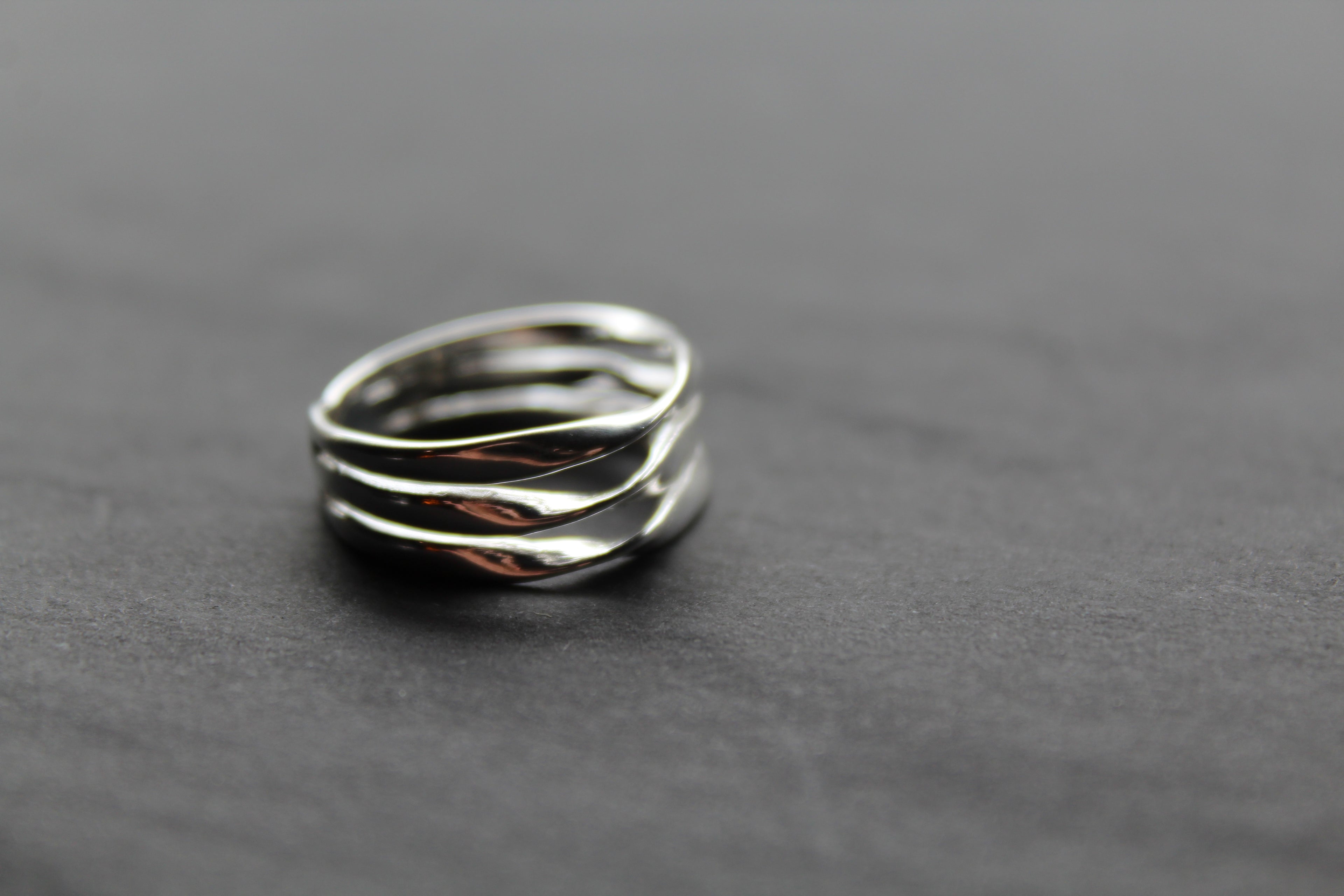 Silver Three Band Twisted Ring