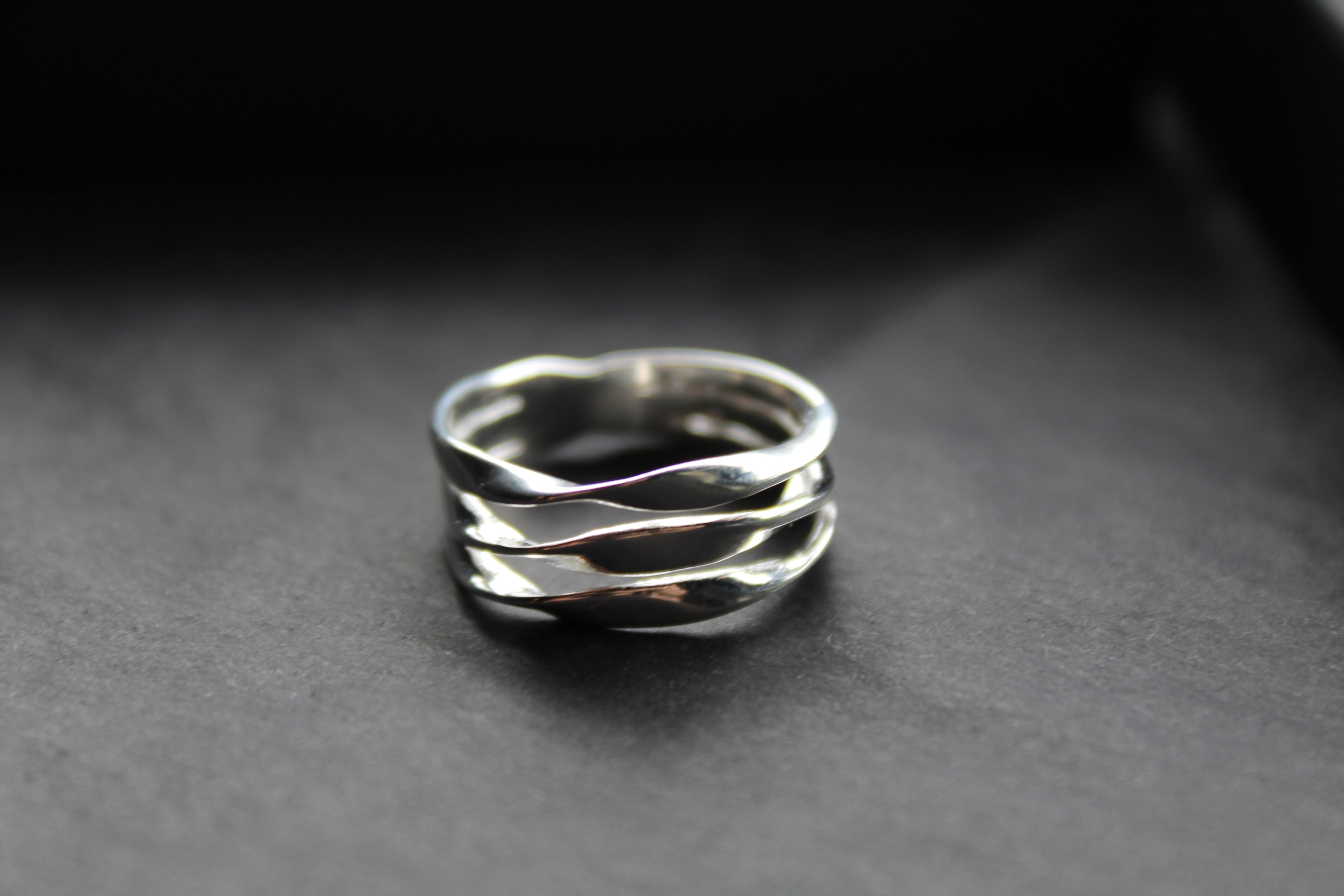 Silver Three Band Twisted Ring