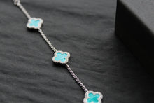 Load image into Gallery viewer, Silver Vintage Flower Bracelet with Turquoise
