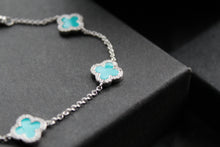 Load image into Gallery viewer, Silver Vintage Flower Bracelet with Turquoise
