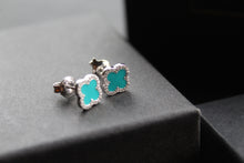 Load image into Gallery viewer, Silver Vintage Flower Earrings with Turquoise
