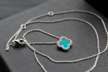 Load image into Gallery viewer, Silver Vintage Flower Necklace with Turquoise
