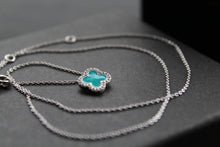Load image into Gallery viewer, Silver Vintage Flower Necklace with Turquoise
