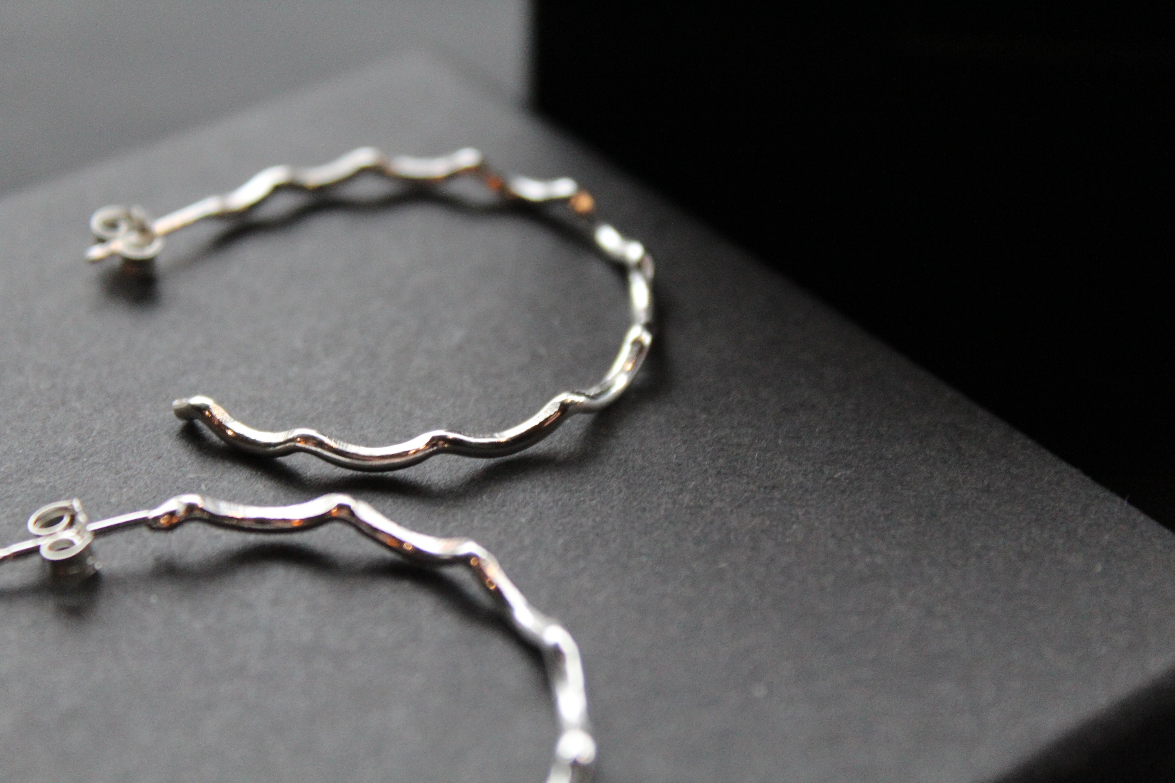 Silver Wave Hoops