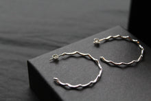 Load image into Gallery viewer, Silver Wave Hoops
