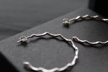 Load image into Gallery viewer, Silver Wave Hoops
