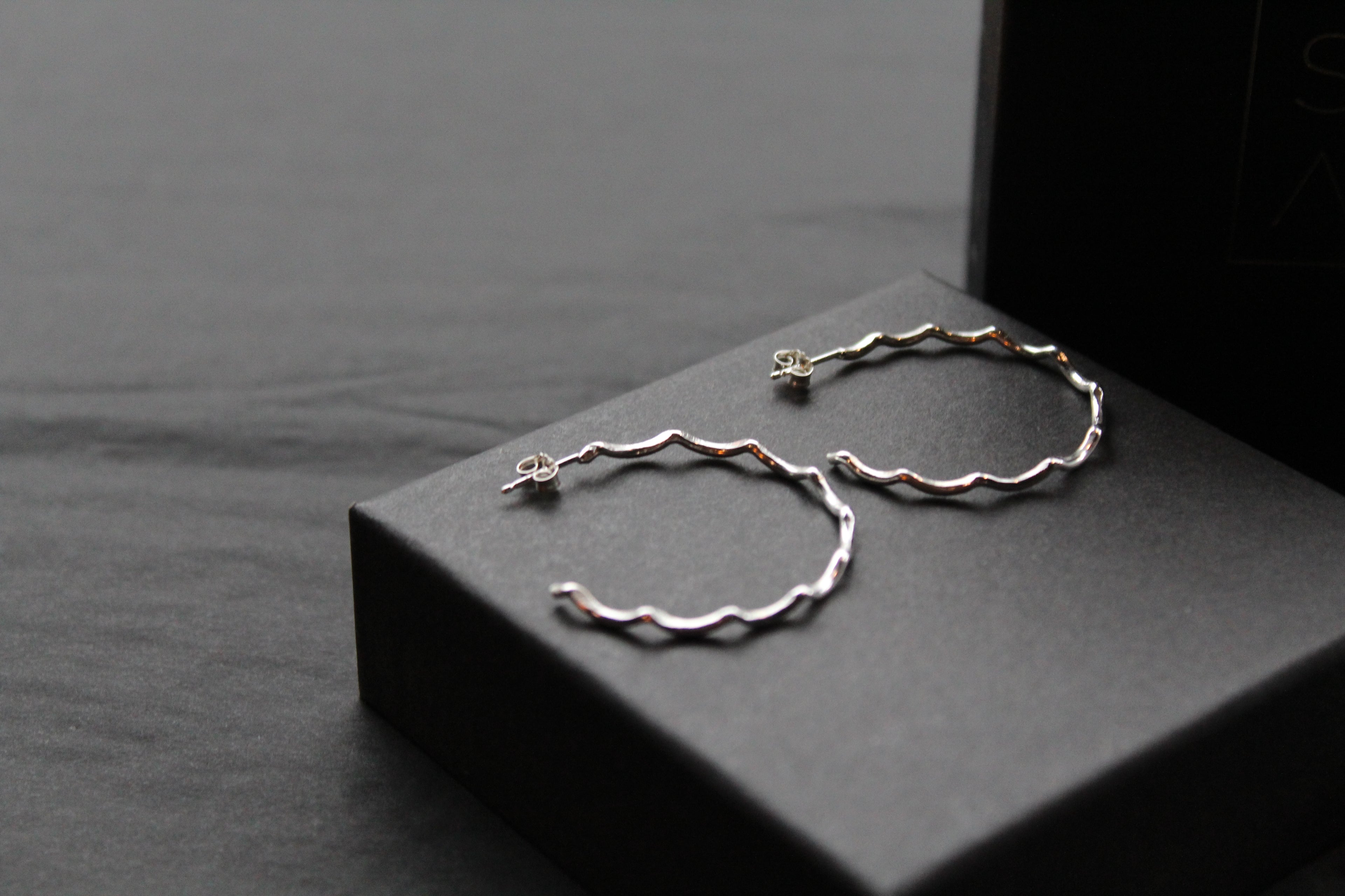 Silver Wave Hoops