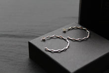 Load image into Gallery viewer, Silver Wave Hoops
