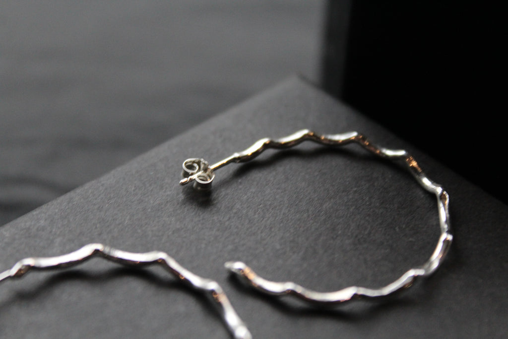 Silver Wave Hoops