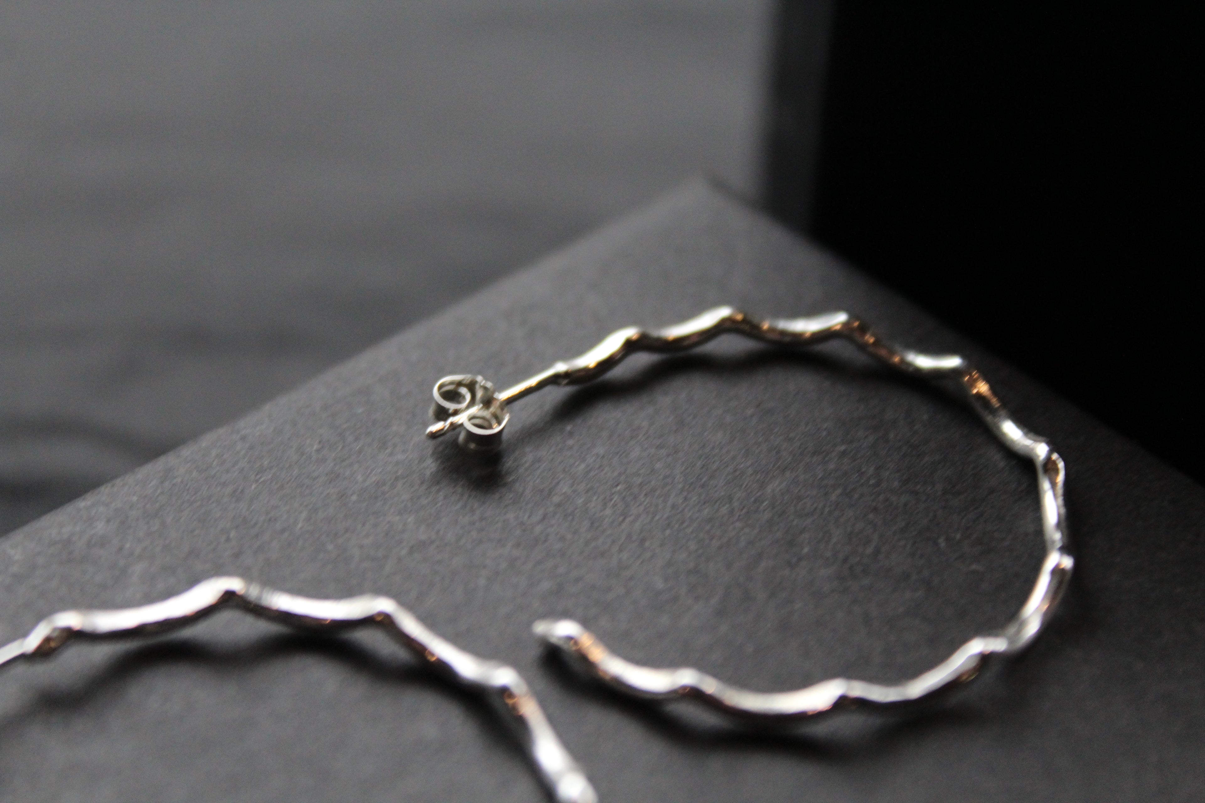 Silver Wave Hoops