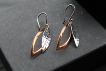 Load image into Gallery viewer, Silver &amp; Copper Oval Open Leaves Earrings
