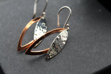 Load image into Gallery viewer, Silver &amp; Copper Oval Open Leaves Earrings
