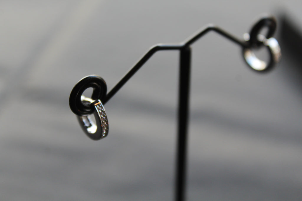 Silver & Cubic Zirconia Huggie Earrings
