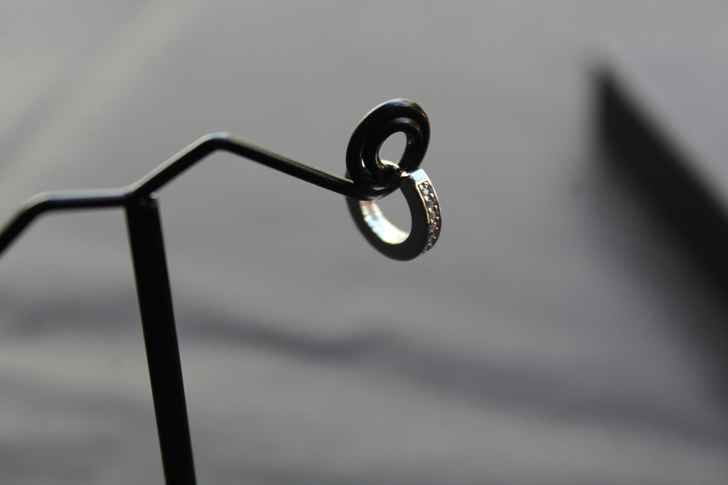 Silver & Cubic Zirconia Huggie Earrings