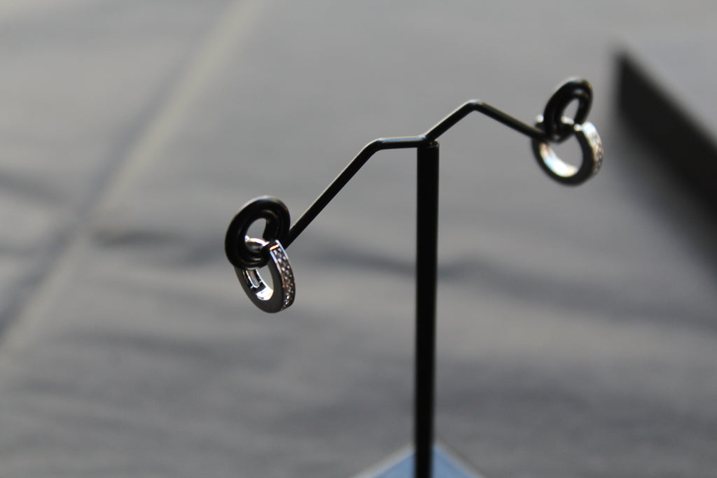 Silver & Cubic Zirconia Huggie Earrings