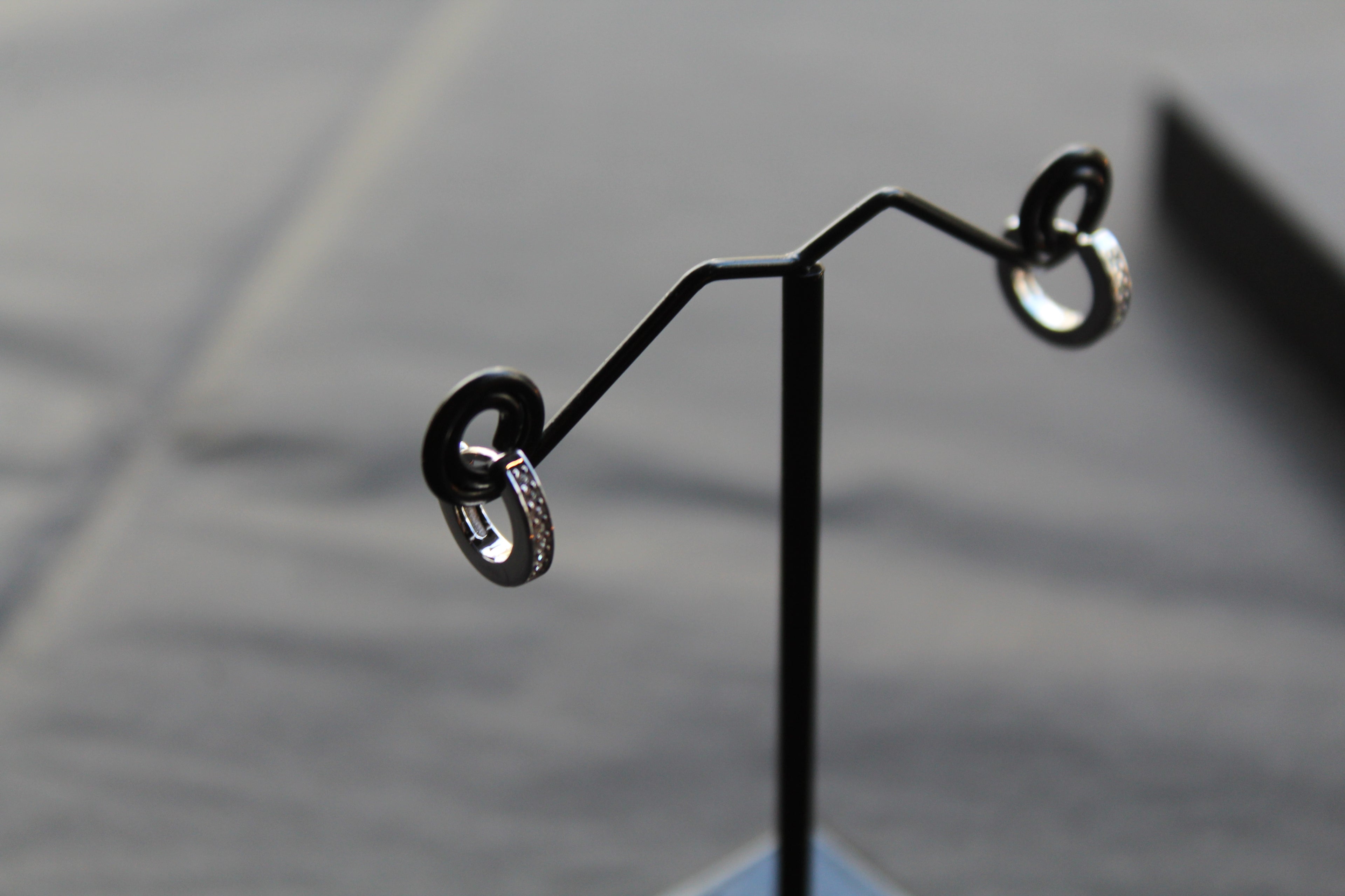 Silver & Cubic Zirconia Huggie Earrings
