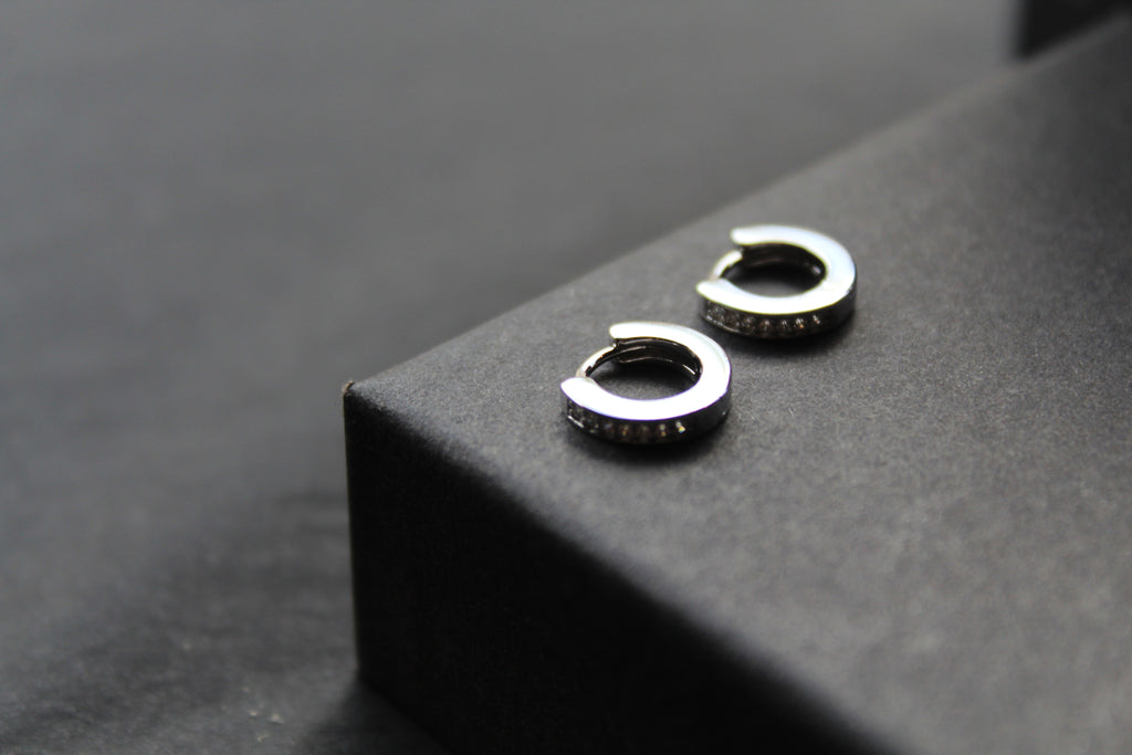 Silver & Cubic Zirconia Huggie Earrings