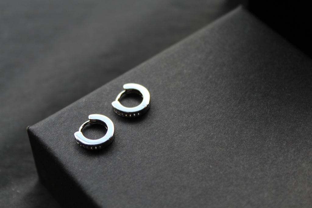 Silver & Cubic Zirconia Huggie Earrings