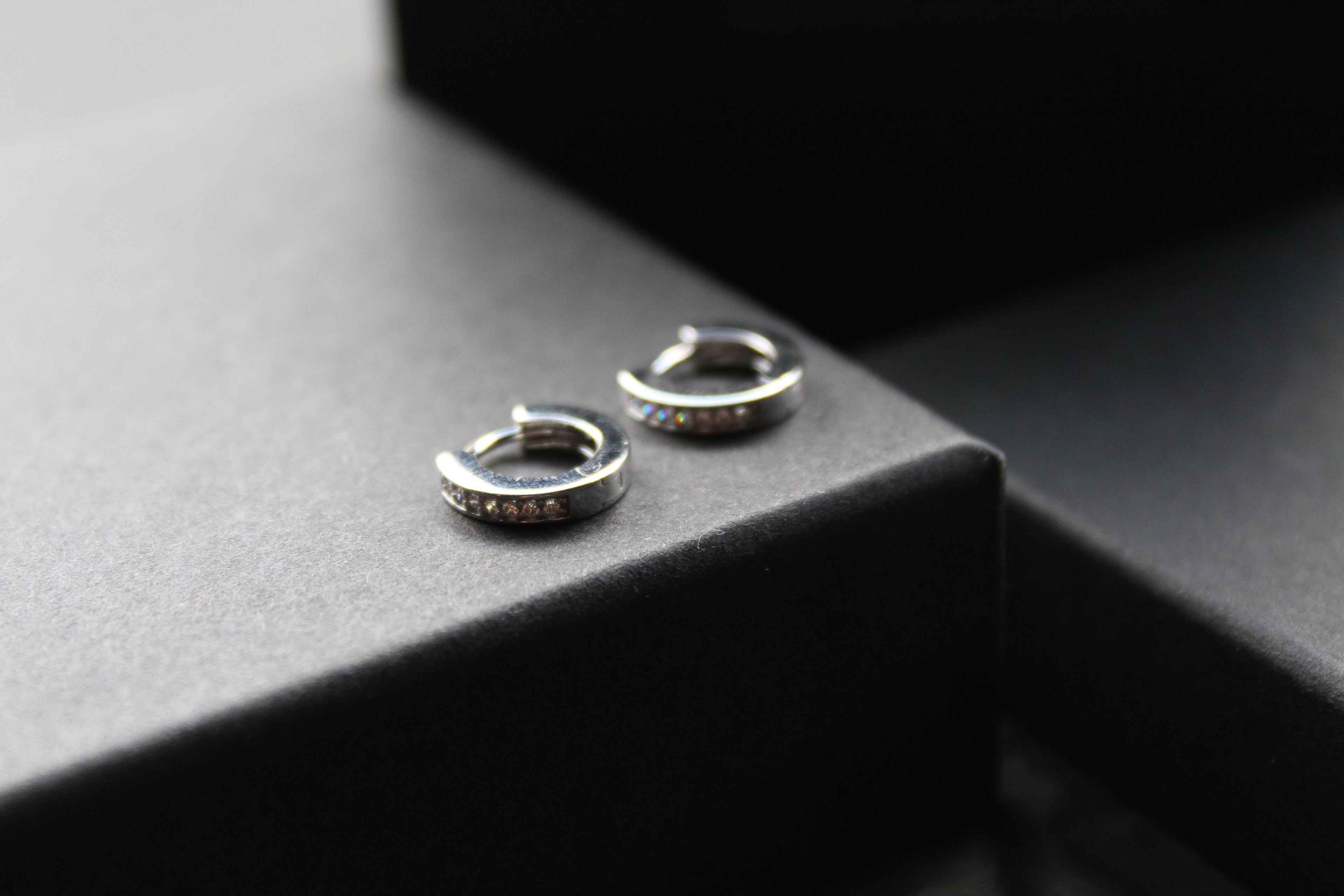 Silver & Cubic Zirconia Huggie Earrings