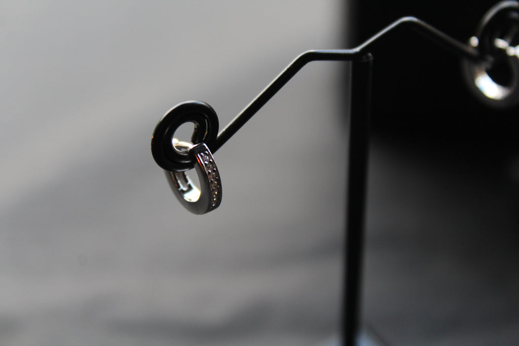 Silver & Cubic Zirconia Huggie Earrings