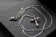 Load image into Gallery viewer, Silver, Gold &amp; Cubic Zirconia Cathedral Cross Necklace
