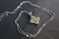 Silver 'New' Vintage Clover Peridot Green Necklace