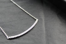 Load image into Gallery viewer, Silver and Clear Cubic Zirconia Smile Necklace
