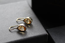 Load image into Gallery viewer, Silver with Gold Plate Drop Earrings with Golden Citrine
