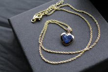 Load image into Gallery viewer, Silver with Gold Plate Lapis Heart Pendant
