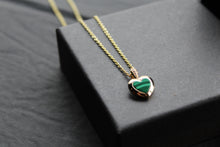 Load image into Gallery viewer, Silver with Gold Plate Malachite Heart Pendant

