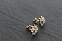 Load image into Gallery viewer, Silver with Gold Plate Mother of Pearl Flower Stud
