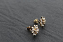 Load image into Gallery viewer, Silver with Gold Plate Mother of Pearl Flower Stud
