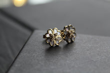 Load image into Gallery viewer, Silver with Gold Plate Mother of Pearl Flower Stud
