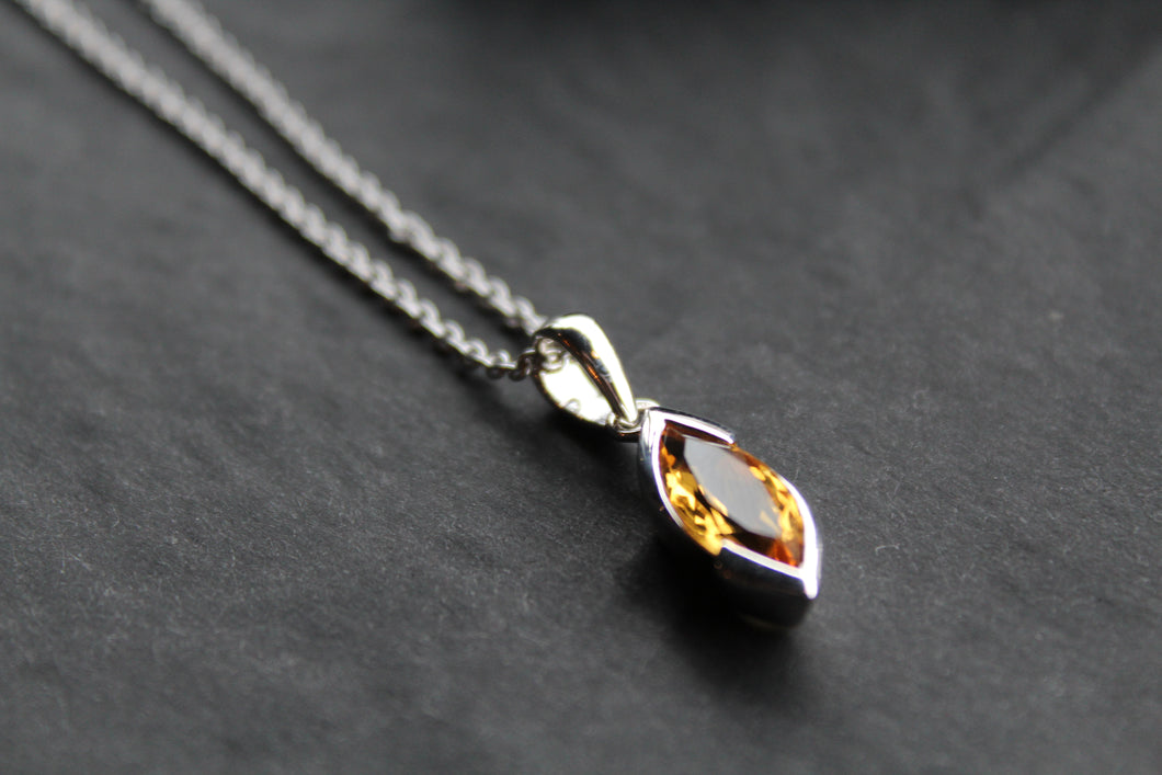Silver Necklace with Golden Citrine