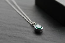 Load image into Gallery viewer, Silver with Rhodium Plate Necklace with Green Onyx
