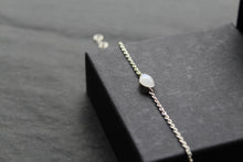Load image into Gallery viewer, Single Teardrop Rainbow Moonstone Chain Bracelet

