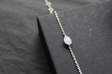 Load image into Gallery viewer, Single Teardrop Rainbow Moonstone Chain Bracelet
