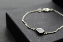 Load image into Gallery viewer, Single Teardrop Rainbow Moonstone Chain Bracelet
