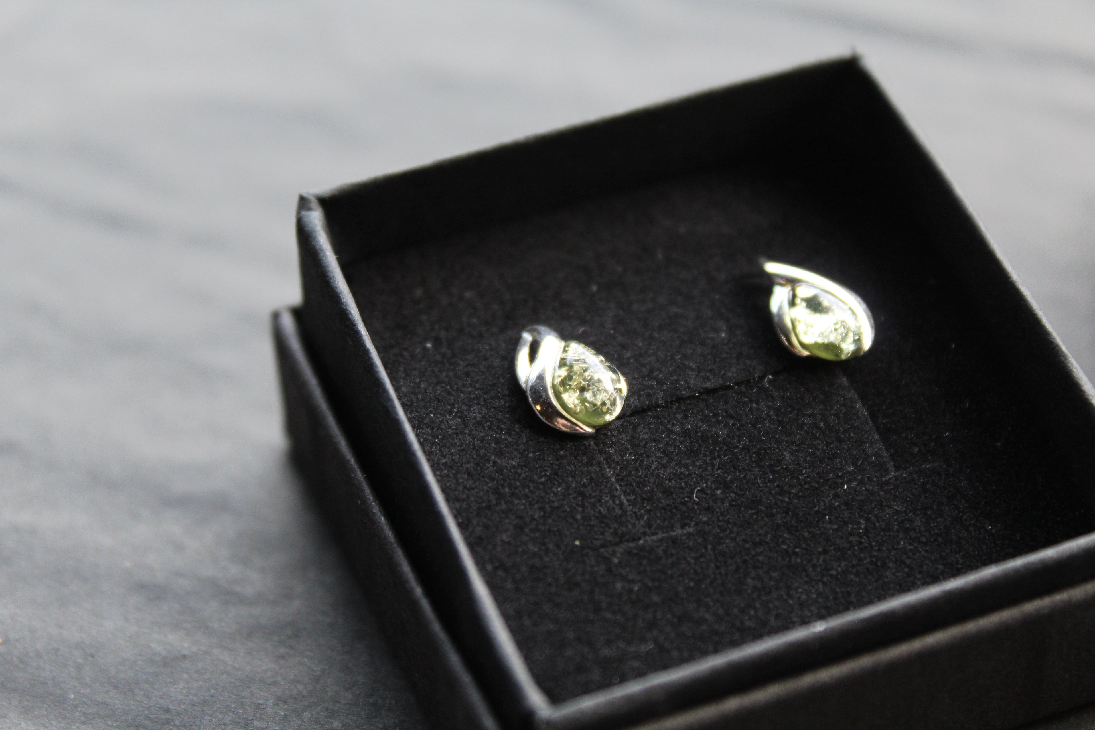 Small Amber Abstract Teardrop Studs