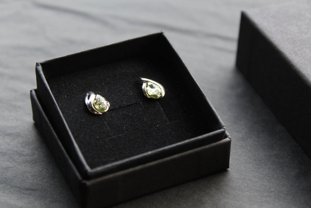 Small Amber Abstract Teardrop Studs