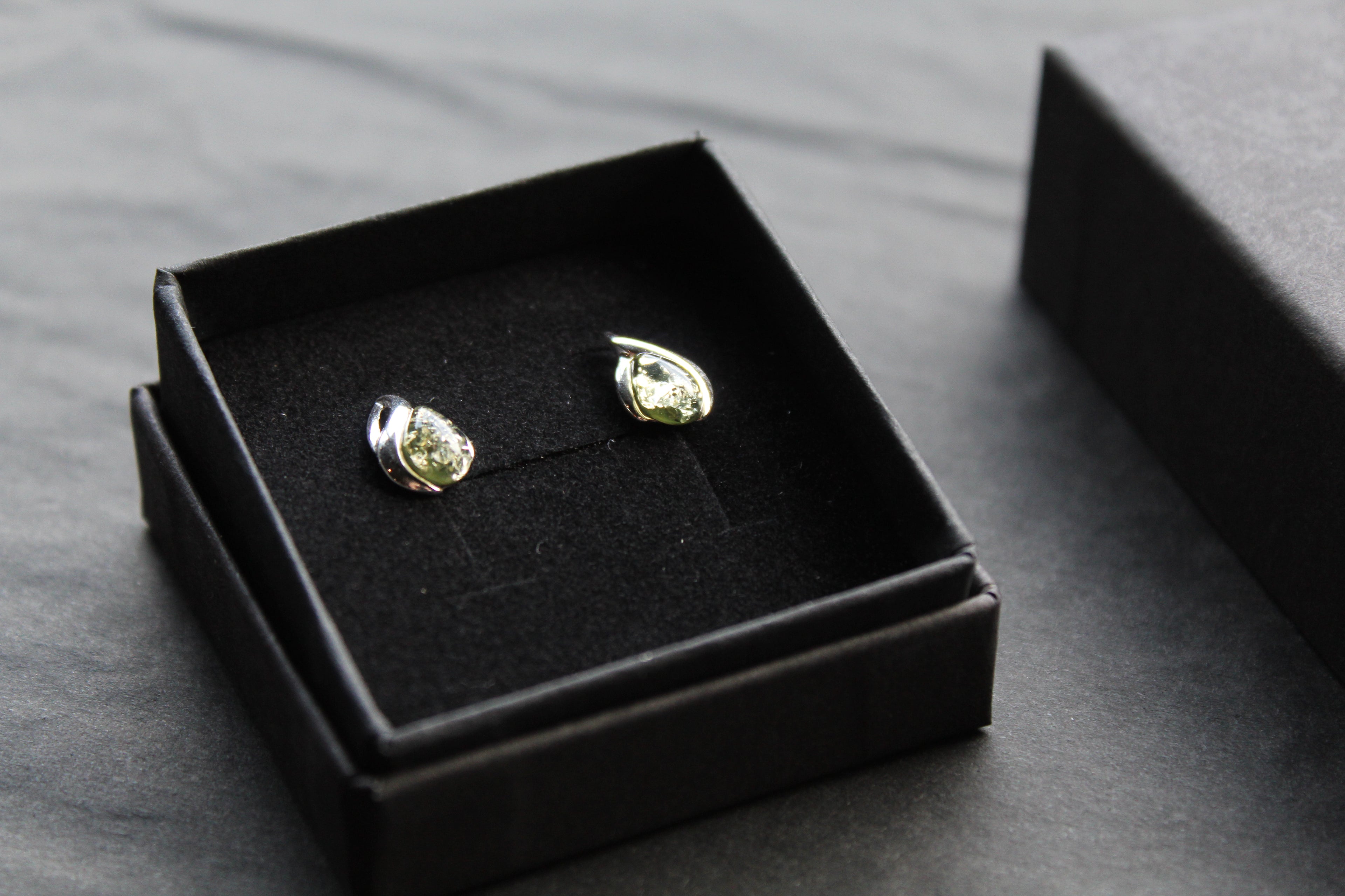 Small Amber Abstract Teardrop Studs