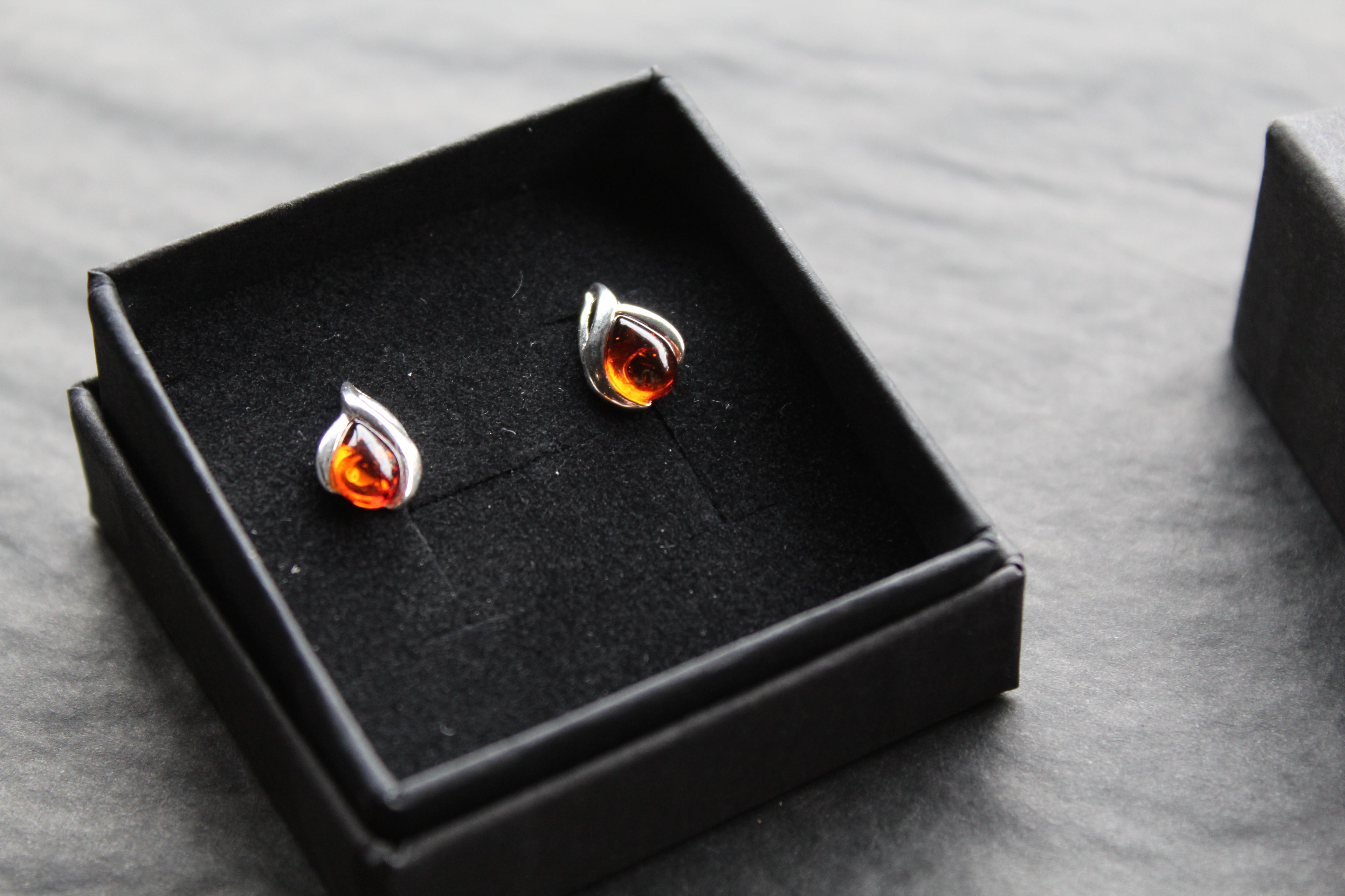 Small Amber Abstract Teardrop Studs