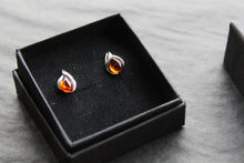 Load image into Gallery viewer, Small Amber Abstract Teardrop Studs
