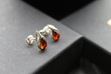 Load image into Gallery viewer, Small Amber Abstract Teardrop Studs

