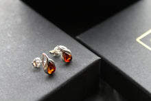 Load image into Gallery viewer, Small Amber Abstract Teardrop Studs
