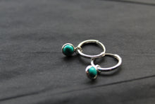 Load image into Gallery viewer, Small Hoops with Turquoise Charms
